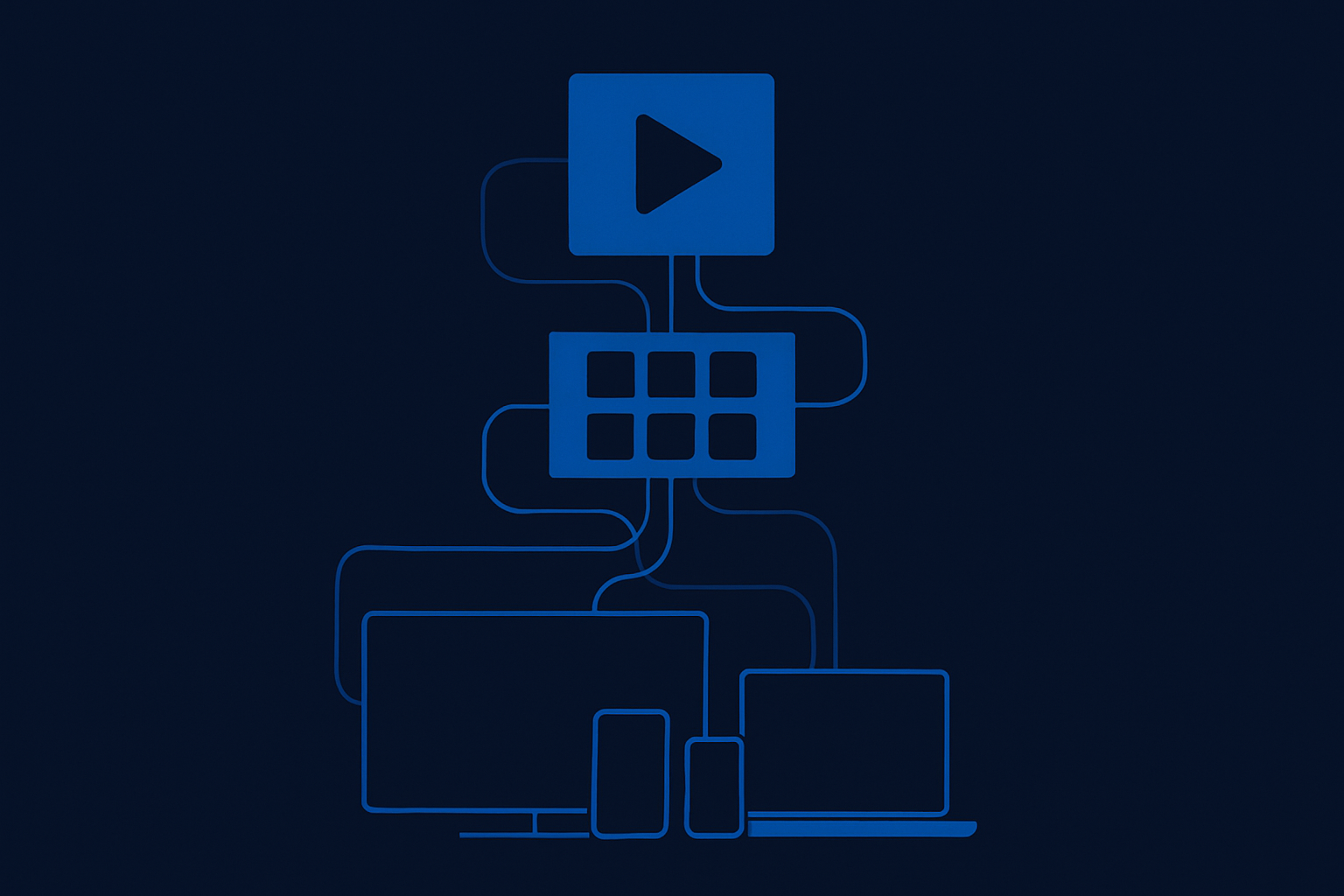 Custom-built OTT streaming infrastructure stack showing encoding, CDN and multi-device delivery layers
